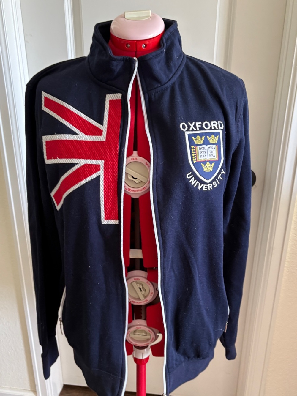 Oxford University UK Navy Zip-Front Jacket with Red Union Jack